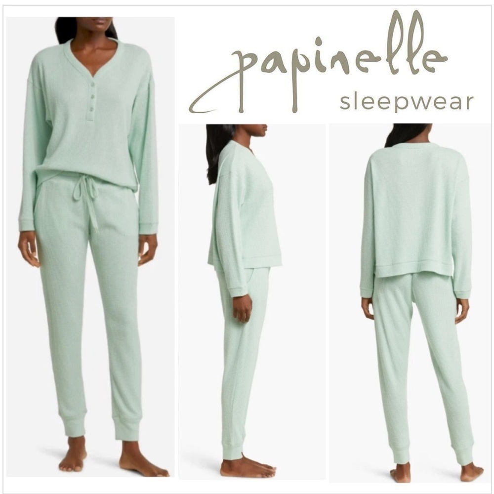 Papinelle Knit Waffle pajama Pants Only in Green. Size XS
NWOT